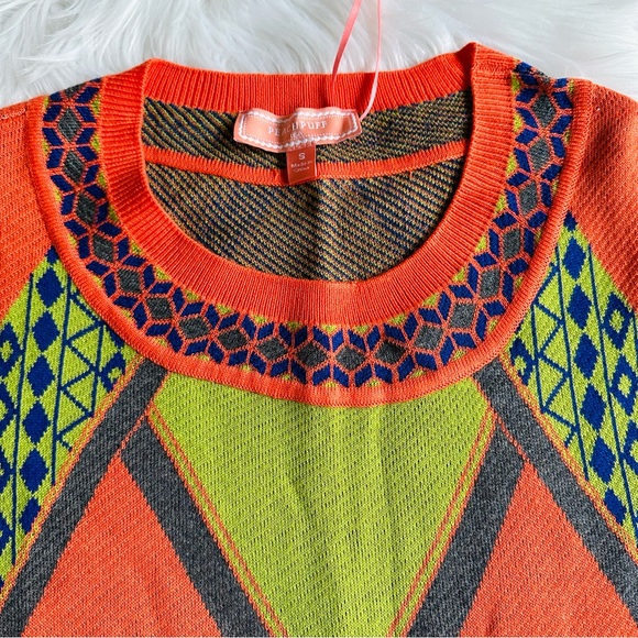 NWT Peachpuff USA Orange Multi Color Geo Retro Sweater Dress, S - Picture 5 of 7